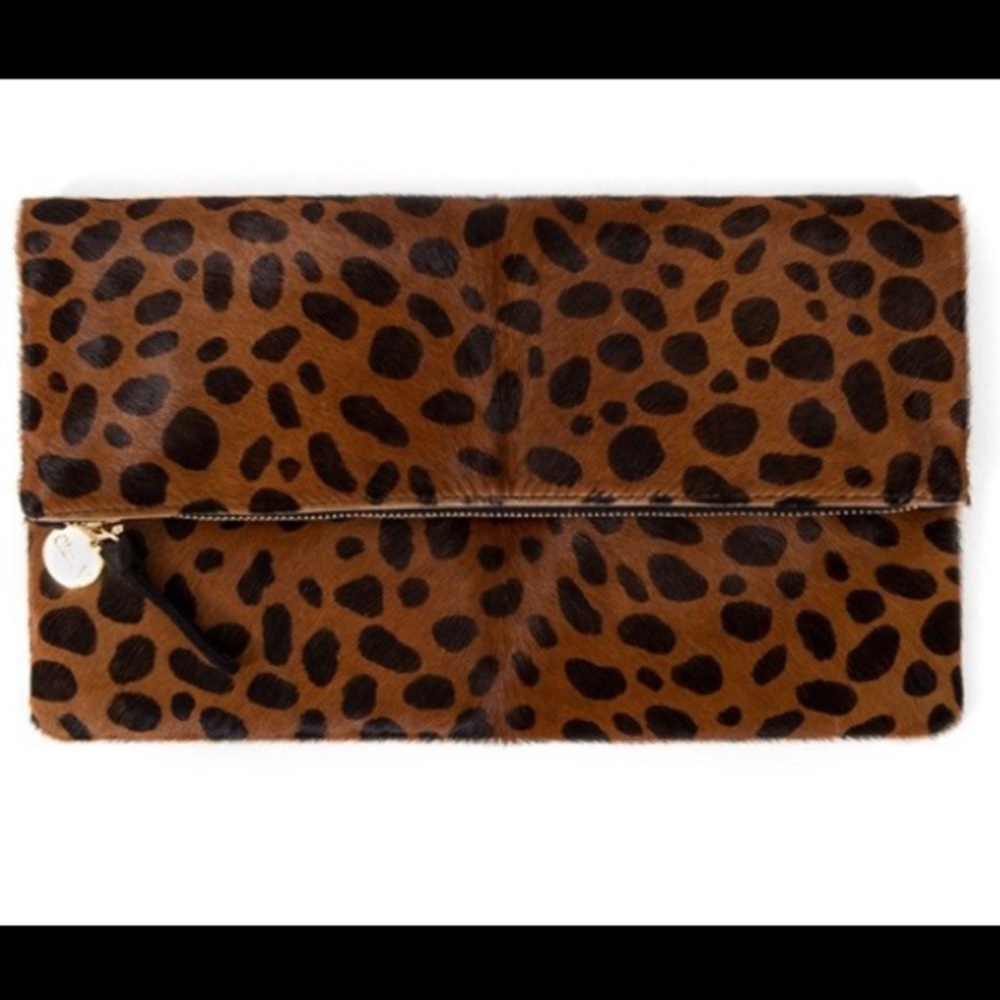 Clare V Leopard Foldover Clutch-NWT